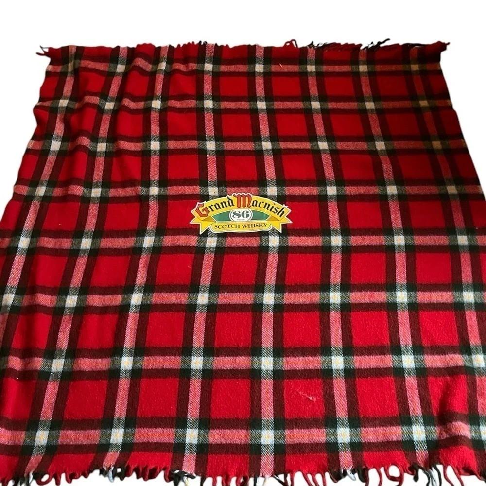 Vintage Plaid Grand Macnish 86 Proof Scotch Whisky Blanket